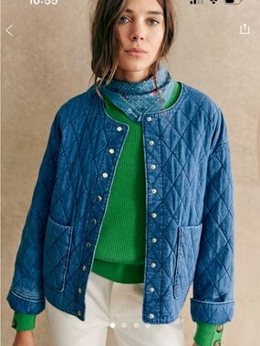 Sezane Dakota Jacket Denim Blue - Size 4